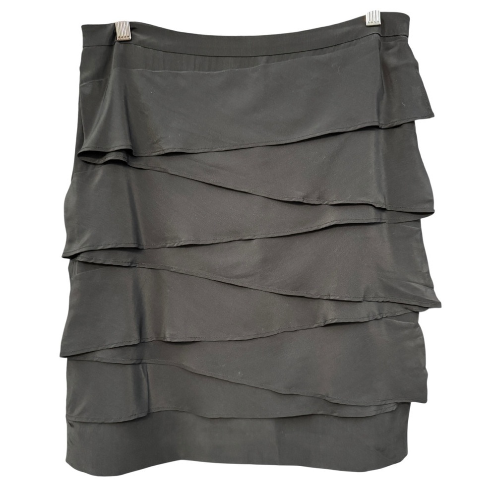 Doncaster 100% Silk Black Tiered Ruffle Skirt Size 6
